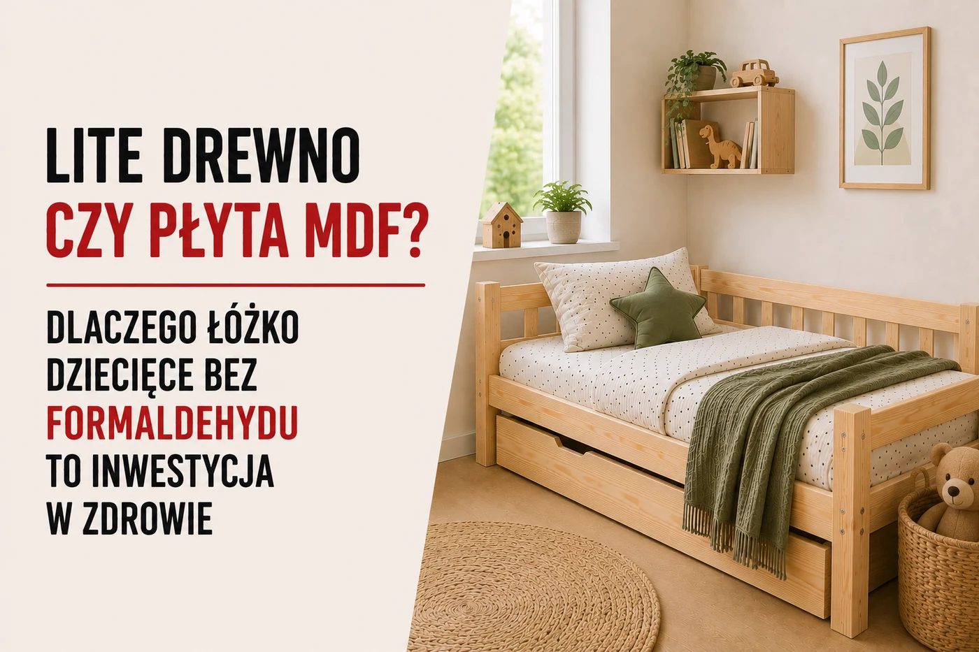 Lite drewno czy płyta MDF? Dlaczego łóżko dziecięce bez formaldehydu to inwestycja w zdrowie