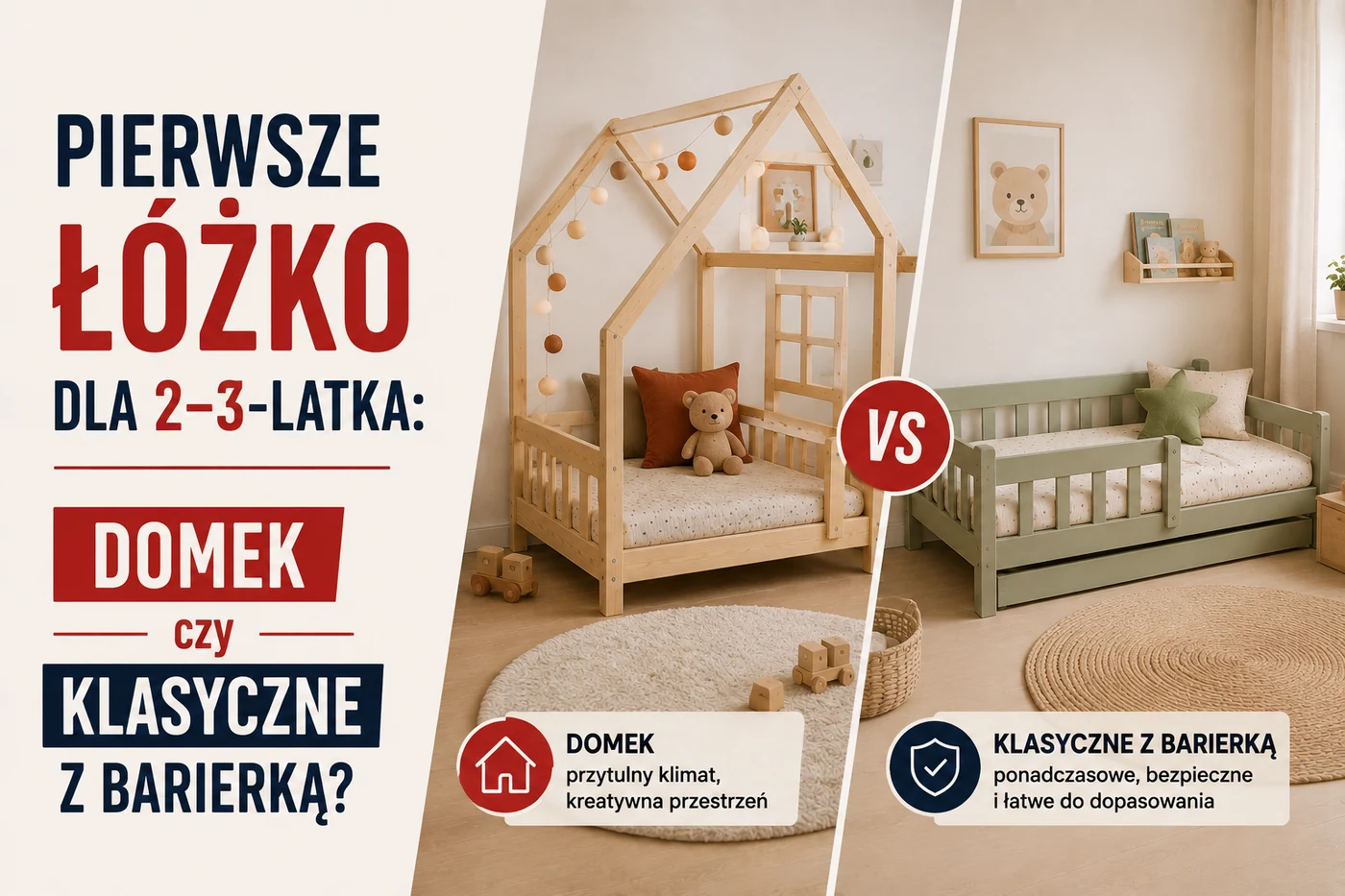 Pierwsze łóżko dla 2–3-latka: domek czy klasyczne z barierką?