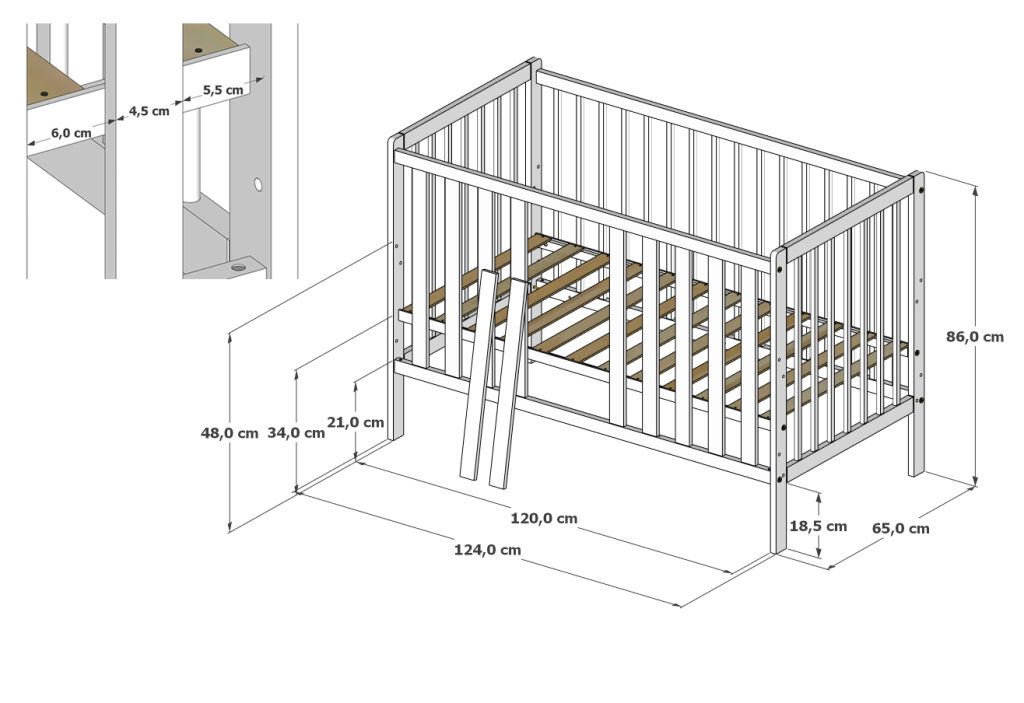Łóżeczko dla najmłodszych Little Nusia 60x120 - obrazek 6